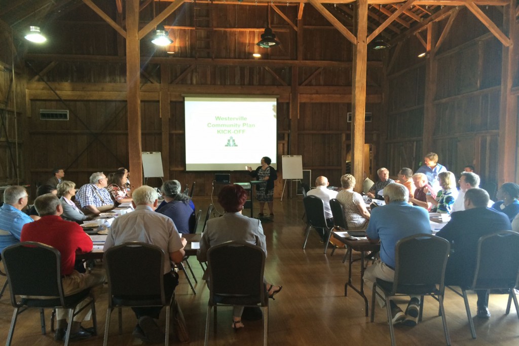 Members of city council, planning commission and other city staff meet to discuss comprehensive plan process for Westerville